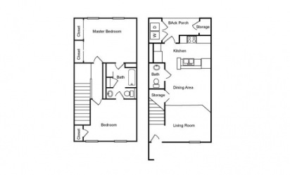 A - 2 bedroom floorplan layout with 2 bath and 996 square feet